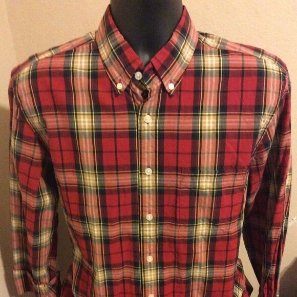 Men's J. Crew Woven Plaid Button Shirt sz Medium - Picture 1 of 11